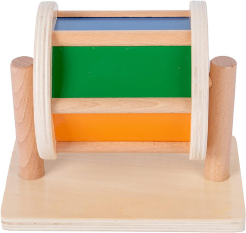 Montessori Baby Toys Play Kit with Mirror, Peekaboo Knob Puzzle, Spinning Drum, and Rainbow Fabric Ball for 6-12 Months