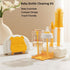 Baby bottle brush, EMTSEB 6 in 1 Bottle Cleaning Brush Set with Silicone Bottle Brush, Straw Brush, Nipple Brush, Soap Dispenser, Storage Box, Drying Rack for Baby Bottle (Yellow) by EMTSEB