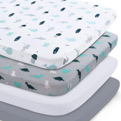 Mini Crib Sheets Set - 4 Pack, Portable Crib Sheets (38" X