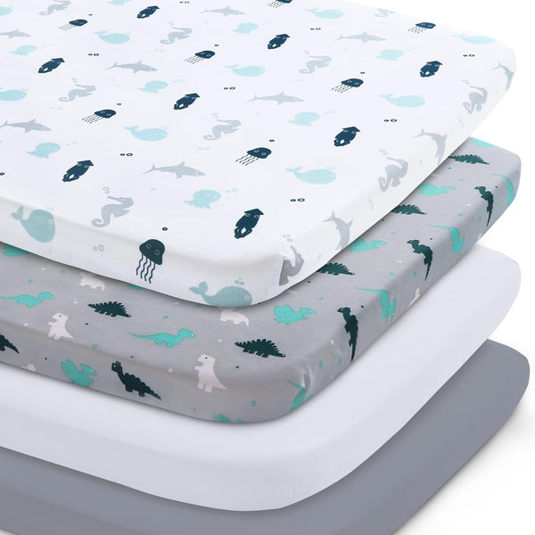 Mini Crib Sheets Set - 4 Pack, Portable Crib Sheets (38" X