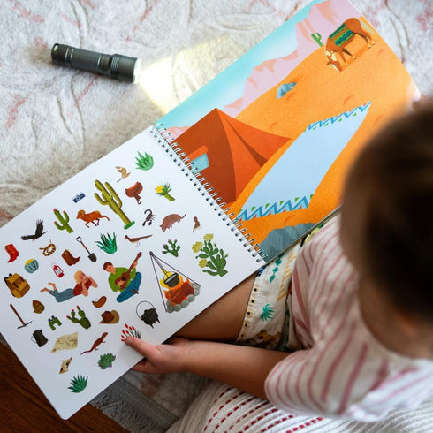 Camping Stickers & Coloring Book - 500+ Animal Stickers for Kids & 12 Coloring Pages - Fun Sticker Activity Book for