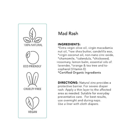 Mad Rash Diaper Balm with Zinc by Balm Baby Natural Diaper Rash Cream & Multipurpose Baby Skin Ointment with Calendula