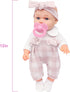 12" Playset 6 12 Inch Ecore Fun Baby Doll and Clothes Accessories - Pcs Doll with Pink Romper Outfit, Headband, Socks