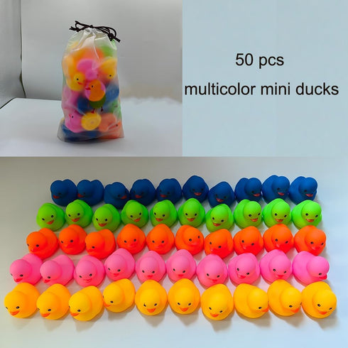 WAMSOLE 50 Pcs Multicolor Mini Rubber Ducks Baby Bath Toy ,Children Squeak and Float Colored Small Ducks in Bulk