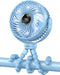 Portable Stroller Fan for Travel - LED Night Light Clip-on Fan Operated by Rechargeable Battery, Cordless Fan with