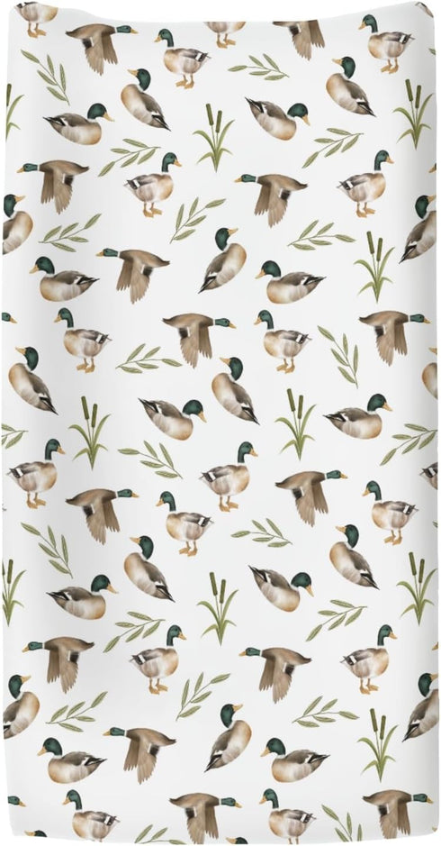 ZoUbqchY 32''16'' Mallard Duck Hunting Changing Pad Covers for Baby Girl Boy Wild Ducks Leaves Fitted Change Table