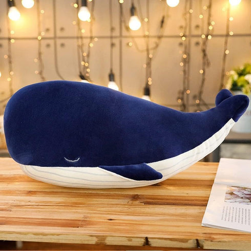 MUPI Whale Stuffed Animal Big Blue Dolphin Doll Toy Cushion Pillow Plus (33 Inch) - Soft Simulation Cotton, 4 Size Down