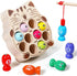 Toddler Montessori Toy Wooden Fishing Game for Kids 1-3 Years Old, Educational Hand Eye Coordination Skill Activity for