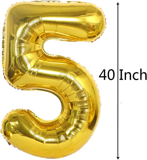 Number 50 and Gold Confetti Balloons, 40 Inch Gold Number 50 Balloon with 5PCS 12 Inch Gold Confetti Balloons