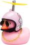 wonuu Pink Duck Car Dashboard Decorations Rubber Duck Car Ornaments with Propeller Helmet Sunglasses Gold Chain