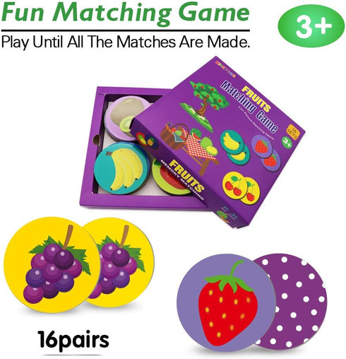 KiDEPOCH Memory Game with 16 Matching Pairs - Non Toxic Preschool Educational Game for Kids 3 Years and Up