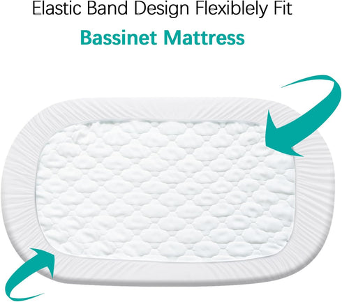 Bassinet Mattress Pad Cover, Fits 18” x 36” Standard Cradle Bassinet Mattress, 2 Pack, Waterproof Ultra Soft