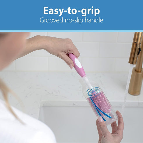 Pink Dr. Brown's Baby Bottle Drying Rack with Soft Touch Brush