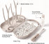 Set MOTHER-K Travel Baby Bottle Drying Rack - Baby Bottle Cleaner Kit with Cleanser and Mini Silicone Bottle Brush