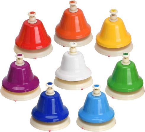 Facmogu 8 Desk Bells, Notes Diatonic Metal Hand Bells, Rainbow Music Bells, Musical Learning Teaching Percussion