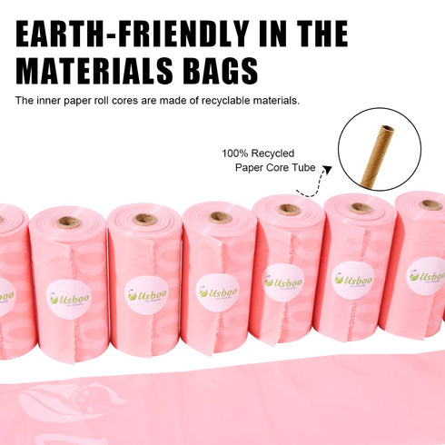 20 (300 Pack), USBOO Disposable Diaper Bags for Baby - Refill Rolls Disposable Trash Bag with Dispenser - Cherry