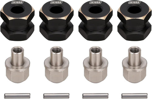INJORA RC Hex Hub 12mm Brass Wheels Hex Hub Extension Black Drive Adapter for 1/10 RC Crawler