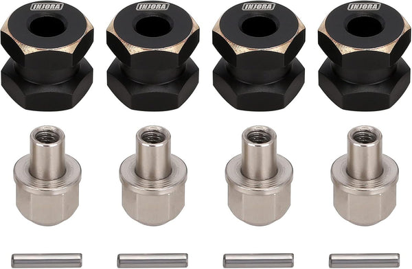 INJORA RC Hex Hub 12mm Brass Wheels Hex Hub Extension Black Drive Adapter for 1/10 RC Crawler