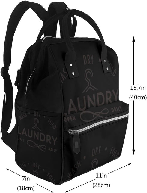 Mosytuky Backpack Pack Diaper Bag For Women, Laundry Wash Dry And Fold Sign,Open Daily Waterproof Multifunction Travel