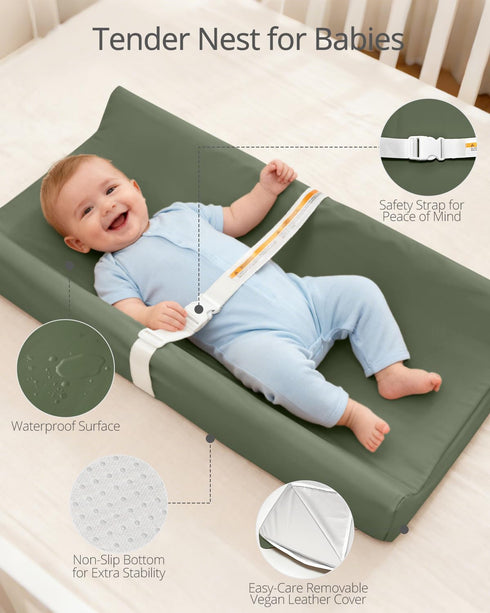 Vegan Leather Baby Changing Pad - Diaper Wipeable Changing Pad, Waterproof Cover Changing Mat for Dresser