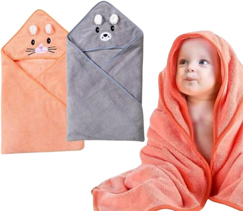 BLISS HOMY 2 pack Hooded Bath Towel for Toddlers Soft & Absorbent Kids Towel
