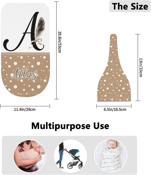 YallLocoMo Sets Custom Newborn Swaddle Blankets Hat Alphabet Floral Letter Dot Feather Soft Baby Receiving Blanket
