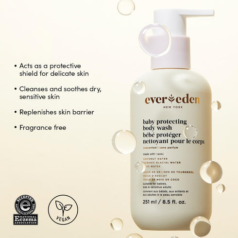 8.5 oz. Evereden Protecting Baby Body Wash and Shampoo | Clean & Gentle Baby Care | Non-toxic & Fragrance Free