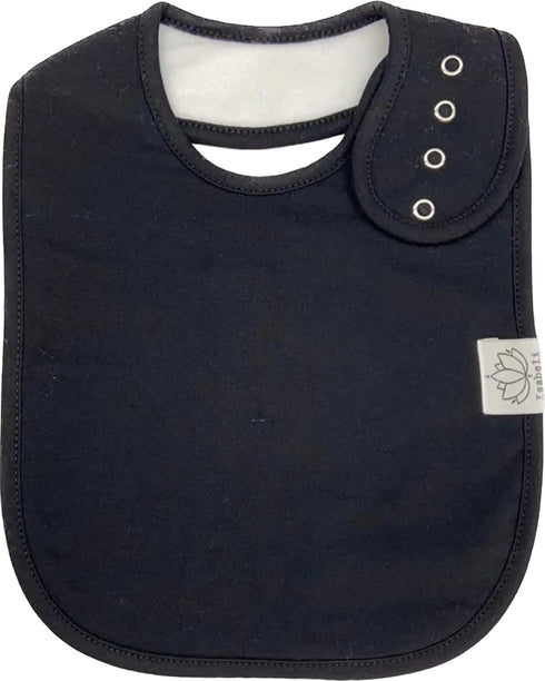Isabeli Toddler Organic Cotton Bibs, Unisex 4-pack Large for Feeding, Drooling, Adjustable (Black)