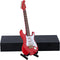 Dselvgvu Wooden Miniature Electric Guitar with Stand, Dollhouse Model Birthday Present (Red)