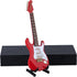 Dselvgvu Wooden Miniature Electric Guitar with Stand, Dollhouse Model Birthday Present (Red)