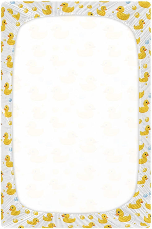 J JOYSAY Boy,39 27 Rubber Duck Bubble White Fitted Crib Sheet for Boys Girls Baby Sheets for x
