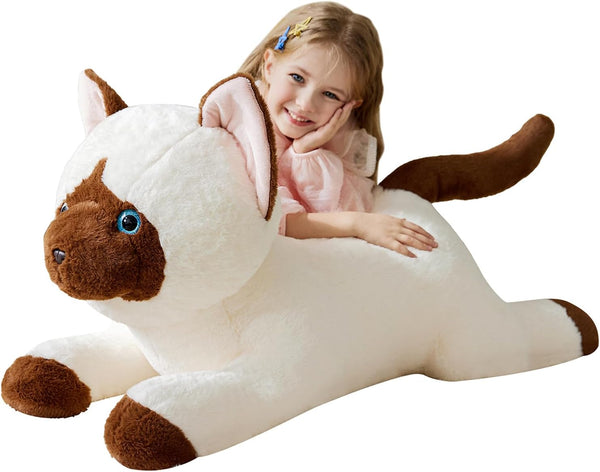 IKASA Giant Siamese Cat Stuffed Animal Plush Toy, Big Jumbo Soft Toy, 30" Cute Huge Size Fluffy Plushie, Gifts for Kids