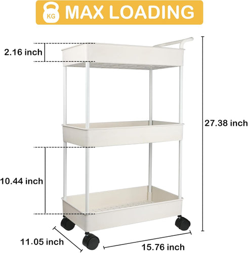 Volnamal Baby Diaper Caddy, Plastic Movable Cart for Newborn Nursery Essentials Diaper Storage Caddy Organizer