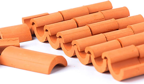 80pcs Miniature Roof Tiles Model Building Set, 1:16 Dollhouse Fake Tiles for DIY Kitchen Garden Diorama Roofing, Red