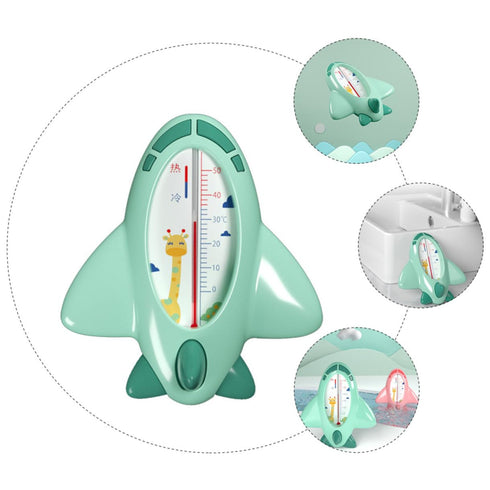 Toyvian Bath Thermometer Green Cartoon Plane Shape Accurate Water Temperature Reading Safe for Newborn Shower and Bath