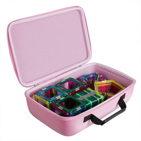 Hermitshell Travel Case for Building Blocks - Fits 30/62 Pieces, Up to 100 Pieces (Pink)