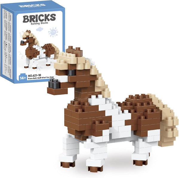 QISHOUTING Horse Mini Building Toy for Kids, Farm Animals Mini Stallion Building