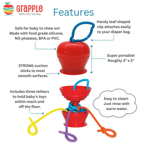 6-12 Grapple, the Baby Suction Cup Toy Holder for High Chair, Stroller and Teething Toys for Babies Months. One of Your