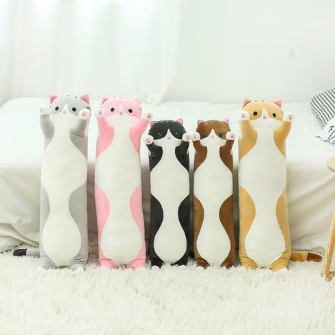 Long Cat Plush Pillow - Black Cat Stuffed Animals Soft Plushies Kawaii Kitten Toy for Kids Girlfriend (Black, 43.3Inch)