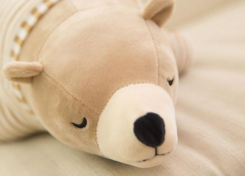 MMTTAO Stuffed Polar Bear Animal Plush Toy - 20 Inch Large Brown Sleeping Bear Soft Plushies for Kids