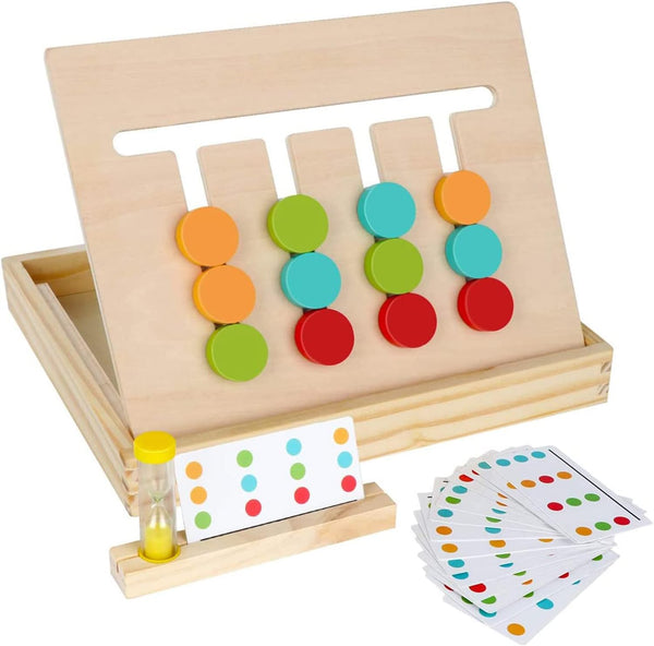 Montessori Learning Toys Slide Puzzle, Color & Shape Matching Logic Game for Kids 3-7 Years Old