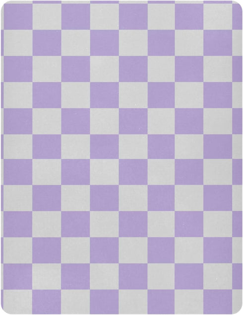 Pigsaly 27x39 Inch Crib Sheets Purple Gray Checkered Baby Sheet for Standard Crib Mattress Boys Girls Toddler Bed