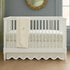 Luxurious collections 100% 28"X52"+6" 4-Sided White Cotton Sateen Crib Skirt Drop Scalloped Embroidery with Split