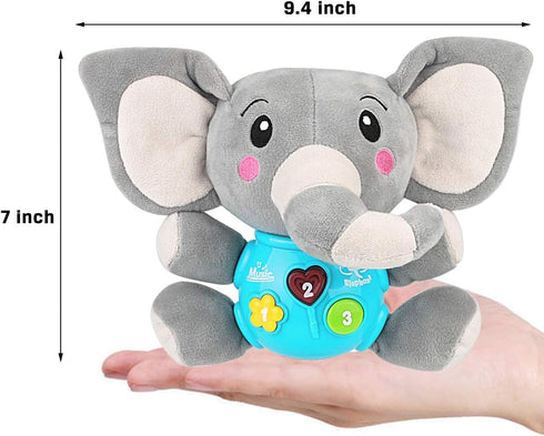 Aitbay Plush Elephant Music Baby Toys for 0 to 6 Months, Cute Stuffed Animal Light Up Baby Toys for Newborns and