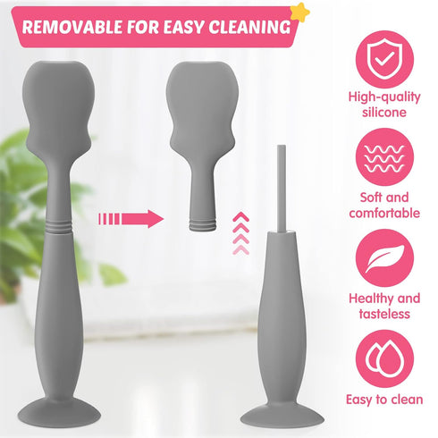 CHENGU 4 Pack Baby Diaper Cream Spatula Applicator Soft Silicone Mini Rash Cream Brush for Newborn (Rose, Gray)