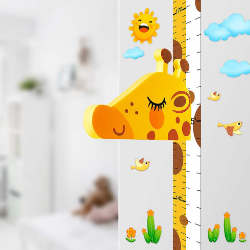 Baby Height Growth Chart Ruler - 3D Movable Giraffe Height Ruler for Kids Room Decor, Nursery Animal Wall Decals