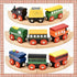 9 Set Gift Boutique Wooden Train Cars Piece Collection of Magnetic Trains and Wood Engine and Vehicles Compatible