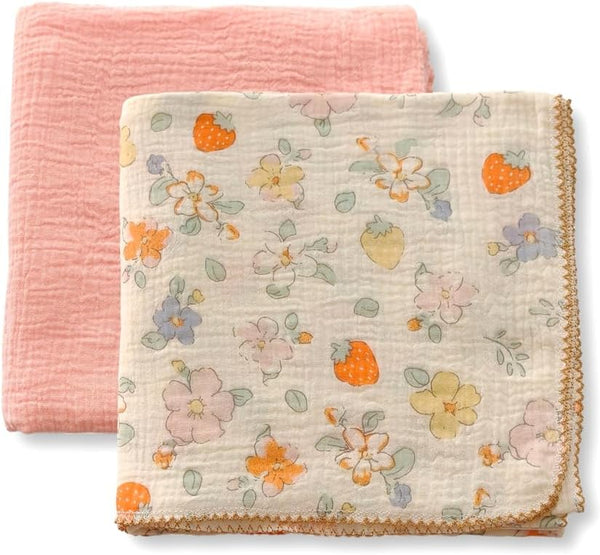 Gunnaicat Baby Swaddle Newborn Recieving Blanket 100% Cotton Muslin 2Pack Nursery Wrap Lace