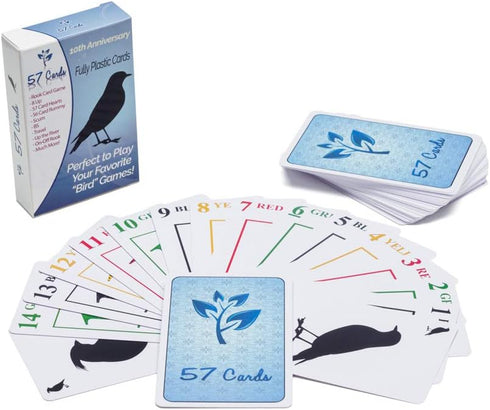 57 Cards 10th Plastic Bird Cards Anniversary Deck. Durable, Waterproof, & No Fraying.
