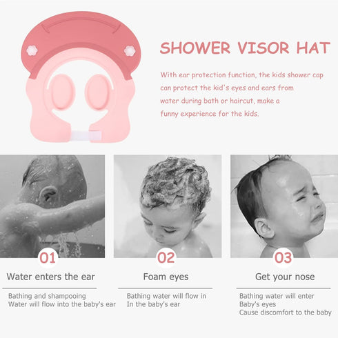 Vaguelly Baby Waterproof Ear Protection Hat Tpe Material Shampoo Cap Visor Toddler Bath Visor Hat Baby Hair Wash Shield